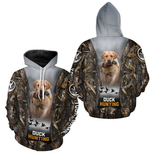Maxcorners Mallard Duck Hunting Waterfowl Camo Custom Name Shirts for Men, Duck Hunting Clothing MT1511