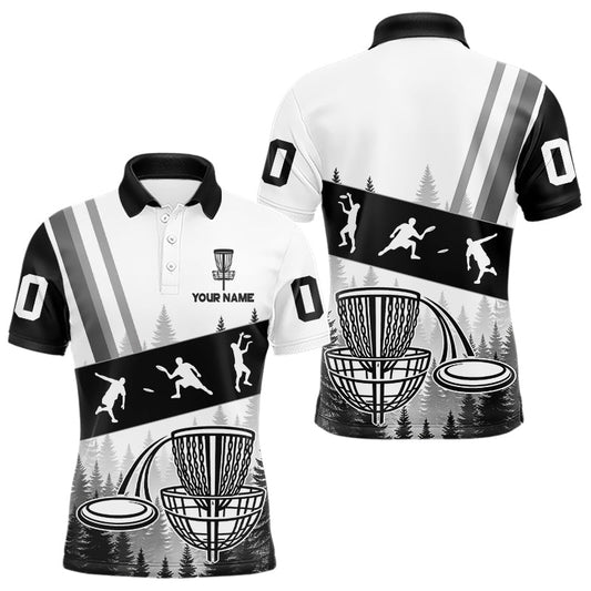 Maxcorners Mens Disc Golf Polo Shirts Black Camo Custom Name Disc Golf Team Shirts, Disc Golf Gifts LM1904