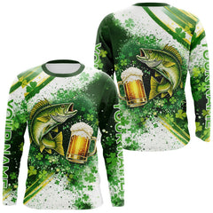 Maxcorners St Patrick Day Walleye Mens Long Sleeve Fishing Shirts UV Protetion, Walleye Fishing Shirts LM2901