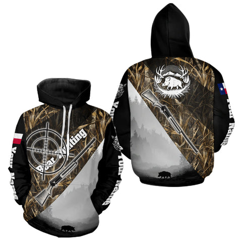 Maxcorners Wild Boar Hunting with Texas Flag and Scope 3D Custom Name Shirts, Boar Gifts for Hunters LM0210