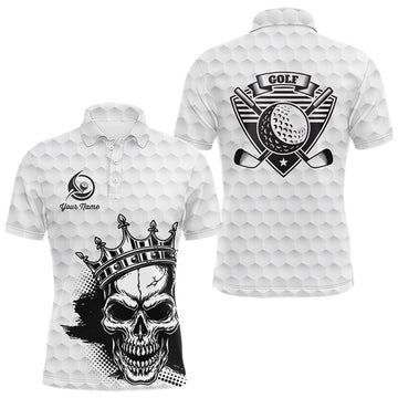 Maxcorners Funny Skull Mens Golf Polo Shirts Golf Camo Pattern Custom Name Skull Golf Shirt, Golf Attire LM0404