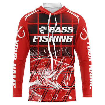 Maxcorners Largemouth Bass Hooded Fishing Shirts Long Sleeve Bass Fishing Tournament Jerseys, Fishing Gifts LM1501