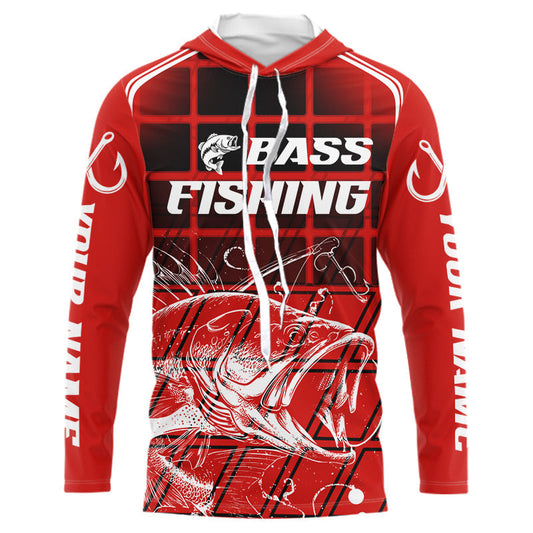 Maxcorners Largemouth Bass Hooded Fishing Shirts Long Sleeve Bass Fishing Tournament Jerseys, Fishing Gifts LM1501