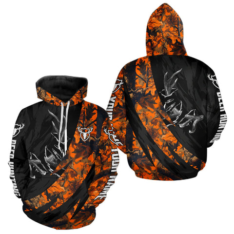 Maxcorners Personalized Deer Hunting Shirt with Antler 3D All Over Print Orange Camo Hunting Clothes LM0611