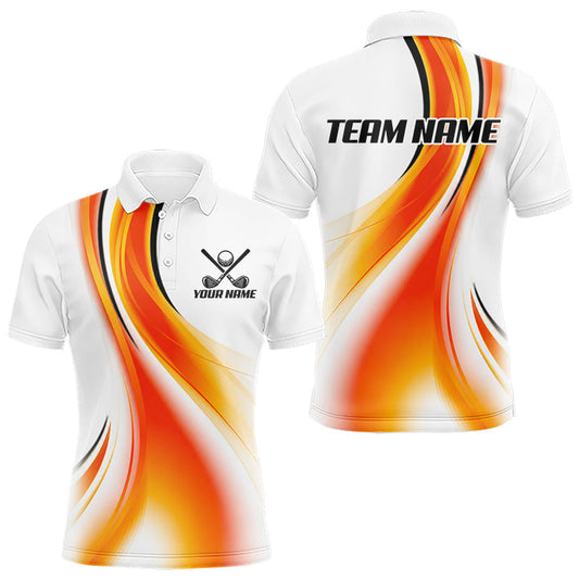 Maxcorners Orange And White Womens Golf Polo Shirt Custom Golf Shirts For Team Personalized Golf Gifts LM0706