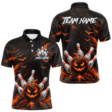 Maxcorners Custom Funny Pumpkin Bowling Shirts For Men, Halloween Bowling Outfits For Bowling Team LM1910