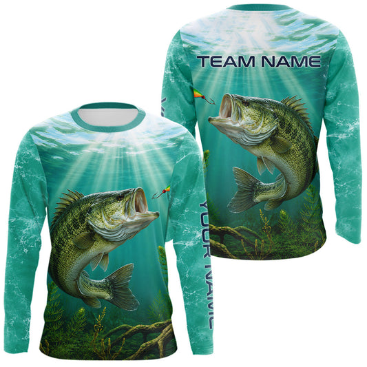 Maxcorners Custom Largemouth Bass Fishing Jerseys, Bass Long Sleeve Tournament Fishing Shirts For Team LM2306