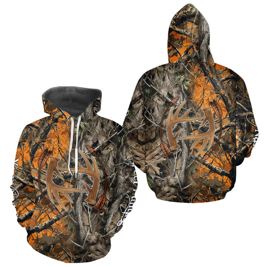 Maxcorners Deer Hunting Full Camo Printing Custom Name Shirts, Best Deer Hunting Clothes for Men LM2509
