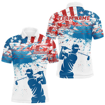 Maxcorners American Flag Golf Polo Shirt Custom Mens Golf Shirts US Flag Golf Polo Shirt