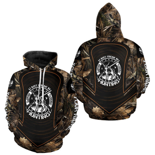 Maxcorners Brown Camouflage Deer Hunting 3D Printing Custom Name Shirts, Deer Hunting Apparel, Hunting Gifts LM1610