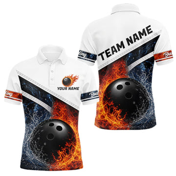 Maxcorners Custom Flame And Water Bowling Shirt For Men Bowling Team Jersey Bowler Bowling League Shirts LM1910