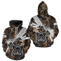 Maxcorners Wild Boar Hunting Rifle Vector 3D Printed Custom Name Shirts, Boar Hunting Clothing, Hunting Gifts LM1610