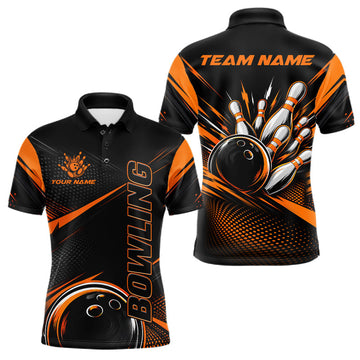 Maxcorners Custom Orange Women Bowling Polo & 1/4 Quarter Zip Team Shirts, Bowlers Outfits