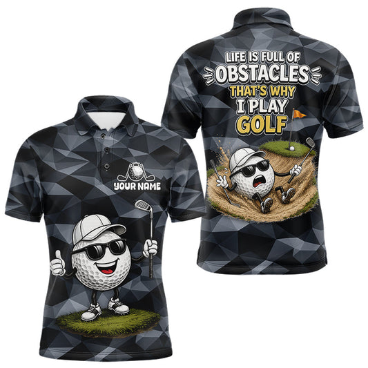 Maxcorners Funny Mens Golf Polo Shirts Custom Golf Ball Camo Pattern Golf Outfits, Best Golf Gifts
