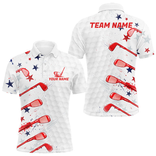Maxcorners Mens Golf Polo Shirt Custom America 250Th Golf Shirts Personalized Team Golf Top, White Golf Shirt LM2405