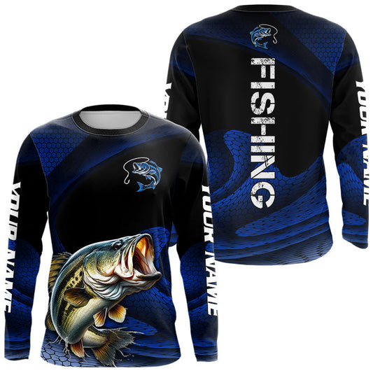 Maxcorners Personalized Bass Fishing Jerseys, Camo Bass Fishing Long Sleeve Fishing Tournament Shirts LM2806