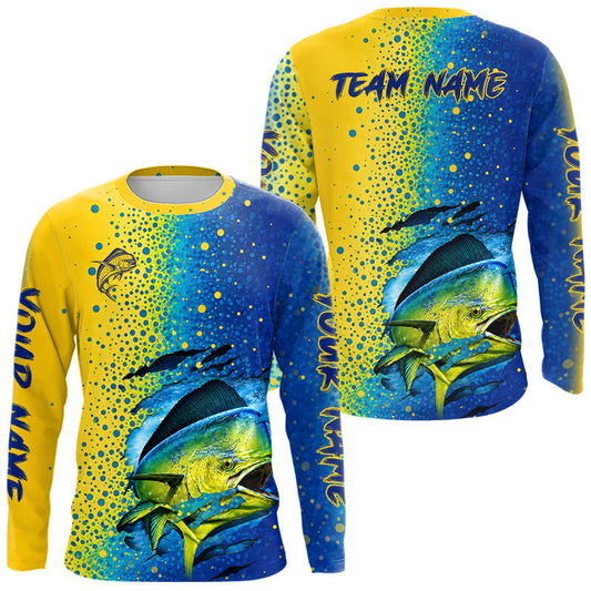 Maxcorners Custom Mahi Mahi Fishing Jerseys, Mahi Mahi Saltwater Long Sleeve UV Protection Fishing Shirts LM2806