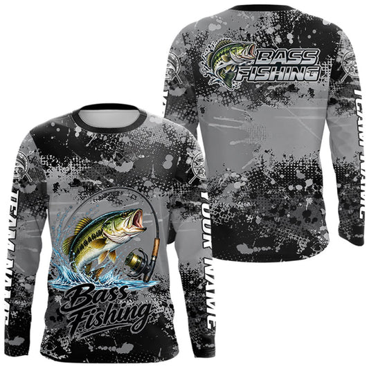 Maxcorners Personalized Bass Long Sleeve Performance Fishing Shirts , Team Bass Tournament Shirt LM0410