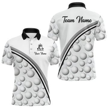 Maxcorners Golf Ball Gray Pattern Mens Golf Polo Shirts Custom Name Golf Ball Pattern, Golf Attire For Mens