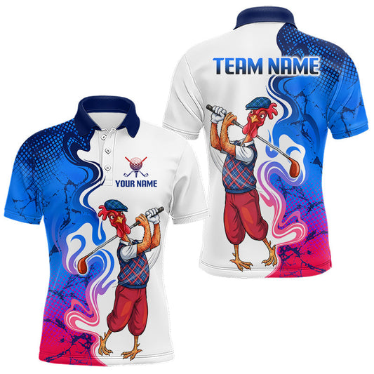 Maxcorners Funny Rooster Custom Name Camouflage Golf Polo Shirt For Men, Funny Golf Team Shirts, Golf Gift LM0706