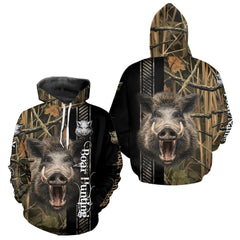 Maxcorners Personalized Wild Hog Hunting Camo Custom Name Best Gifts for Hunters, Boar Hunting Clothes LM1109