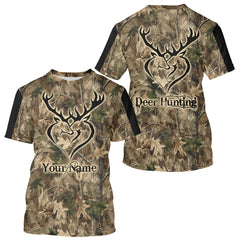 Maxcorners Deer Hunting Camouflage Customize Name 3D All Over Printed Shirts Hunting Outfits for Hunters LM1109