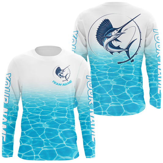 Maxcorners Custom Marlin Fishing Long Sleeve Performance Fishing Shirts, Marlin Saltwater Fishing Shirt LM1904