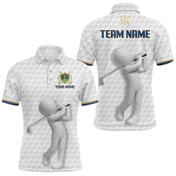 Maxcorners Custom Name Mens Golf Polo Shirt With Unique Golf Ball Pattern, Perfect Golf Gifts For Men LM2306