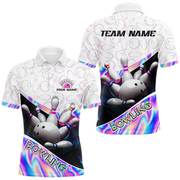 Maxcorners Custom Neon Cosmic Bowling Shirt For Men Bowling Team Shirts Polo & 1/4 Quarter Zip Bowling League LM2607