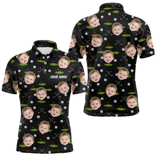 Maxcorners Personalized Face & Name Golf Polo Shirt For Men, Best Dad Golf Shirt, Father's Day Gift Polo Shirts LM2704