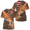 Maxcorners Whitetail Deer Hunting Leather Pattern Custom Name Shirt 3D All Over Printed Clothes, Hunting Gifts LM0409