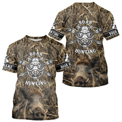 Maxcorners Personalized Wild Boar Hunting Camouflage Customize Name 3D All Over Printed Boar Hunting Shirts LM1109