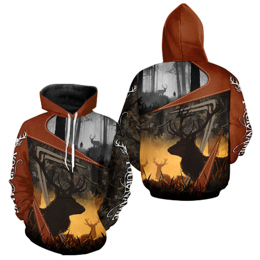 Maxcorners Custom Deer Hunting 3D Printing Brown Camo Shirts for Men, Deer Camp Clothes, Hunting Gifts LM2608