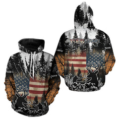 Maxcorners Best Deer Hunting Shirt with US Flag & Orange Camo for Hunters, Perfect Hunter Gifts LM0409