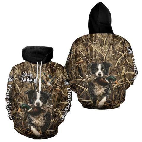 Maxcorners Custom Border Collies Duck Hunting Camo 3D Printed Shirts, Duck Hunting Apparel, Hunting Gifts LM0910