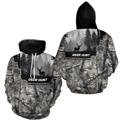 Maxcorners Whitetail Deer Hunting Winter Camouflage 3D Custom Name Shirts, Custom Deer Hunting Winter LM1610