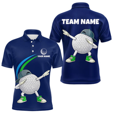 Maxcorners Blue Funny Golf Ball Custom Team Polo Shirt, Personalized Mens Golf Polo Shirt, Golf Lovers Gift LM1104
