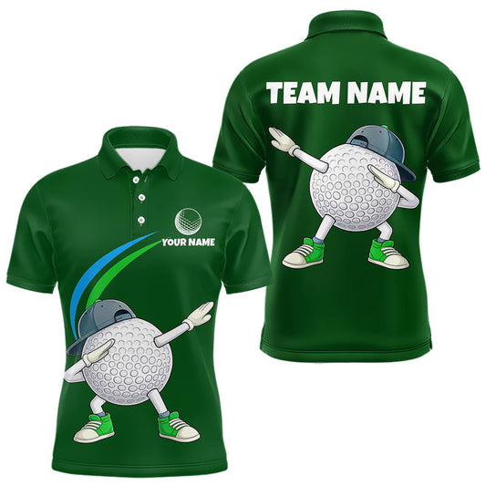 Maxcorners Green Funny Golf Ball Custom Team Polo Shirt, Personalized Mens Golf Polo Shirt, Golf Lovers Gift LM1104