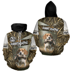 Maxcorners Rabbit Hunting Beagle Dog Camouflage Custom Name 3D Shirts, Rabbit Hunting Clothing for Men LM1610