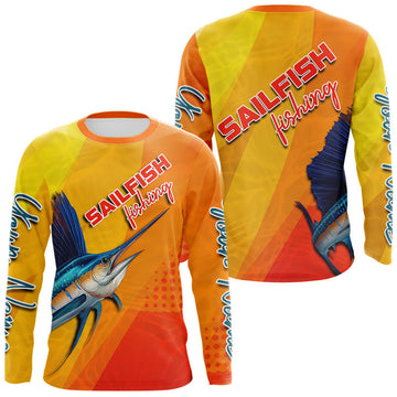 Maxcorners Custom Sailfish Saltwater Fishing Shirts Long Sleeve, Long Sleeve Performance Fishing Shirts LM0503