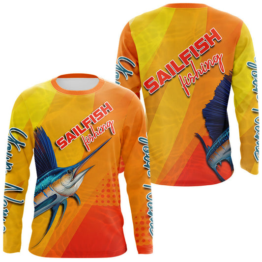 Maxcorners Custom Sailfish Saltwater Fishing Shirts Long Sleeve, Long Sleeve Performance Fishing Shirts LM0503