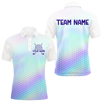 Maxcorners Hologram Mens Polo Golf Shirts Custom Name Golf Shirt For Men, Golf Team Clothes