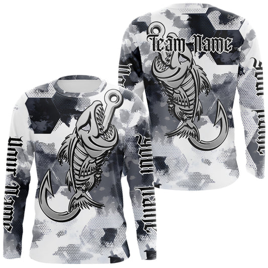 Maxcorners Personalized Fishing Fish Skeleton Fishing Shirts For Men, Fish Reaper Skull Fishing Shirts LM0706