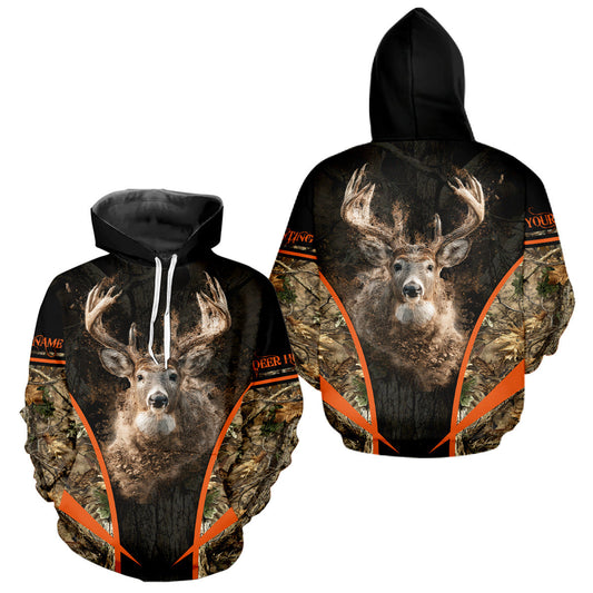 Maxcorners Personalized Whitetail Deer Hunting Shirt Brown Camo Custom Name, Deer Hunting Clothes LM1411