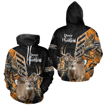 Maxcorners Whitetail Deer Hunting Camo Custom Name 3D Prints Shirts for Men, Hunting Gifts LM0910