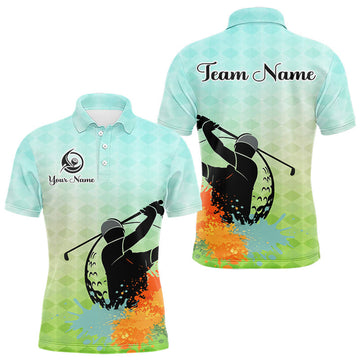 Maxcorners Mens Golf Polo Shirt Colorful Argyle Pattern Custom Name And Team Name Golf Shirt, Golfing Gifts