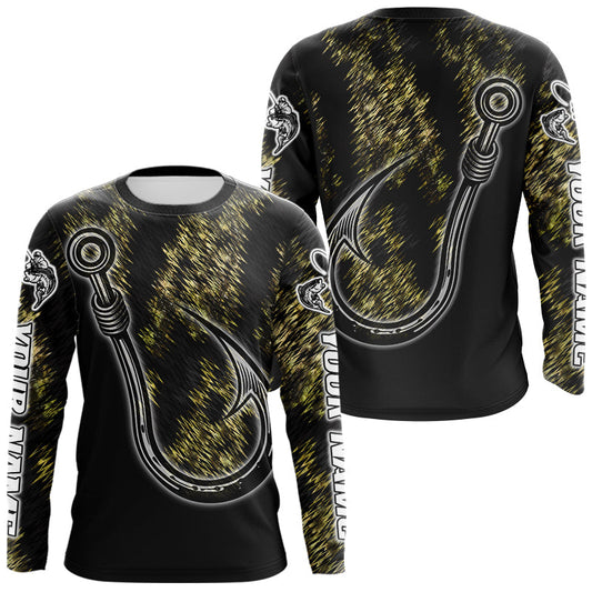 Maxcorners Custom Fish Hooks Bass Fishing Tournament Shirts Long Sleeve, Bass Fishing Shirts LM0503