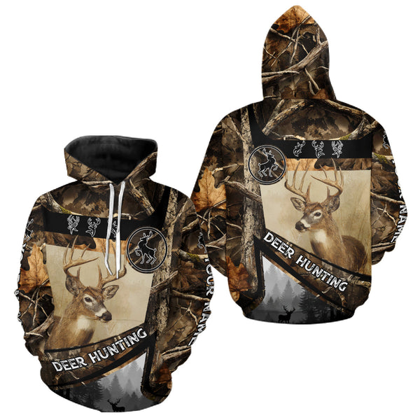 Maxcorners Beautiful Whitetail Deer Hunting Forest Camo 3D Custom Name Shirts for Men, Deer Hunting Gifts LM3010