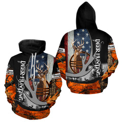 Maxcorners Whitetail Deer Hunting Shirt Custom Name Orange Camo, Deer Hunting Clothes For Men LM0611