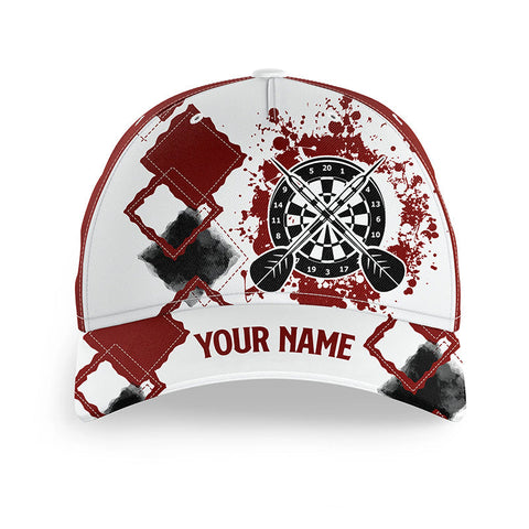 Maxcorners Darts Red White Caro Personalized Name 3D Cap